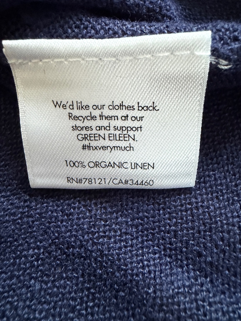 Eileen Fisher Blue Organic Linen Short Sleeve Knit Top Womens Size M - Picture 5 of 5